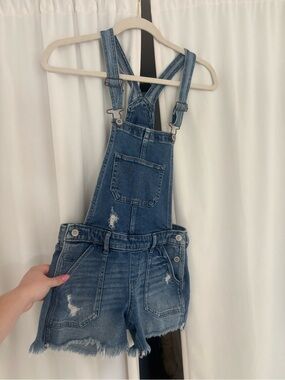 Hollister Blue Denim Jean Overall Shorts